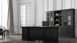 Κλασσικό γραφείο Φίλιππος από φυσική οξιά σε μαύρο χρώμα